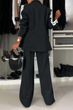 Women - Full Size Contrast Lapel Collar Top and Pants Set