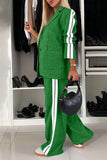 Women - Full Size Contrast Lapel Collar Top and Pants Set