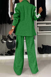 Women - Full Size Contrast Lapel Collar Top and Pants Set