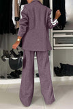 Women - Full Size Contrast Lapel Collar Top and Pants Set
