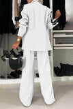 Women - Full Size Contrast Lapel Collar Top and Pants Set